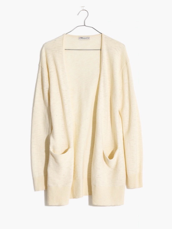 Madewell Sweaters - Madewell Summer Ryder Cardigan Sweater Stripe Pearl Ivory Open-Front Pocket SZ M